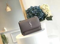 Yves Saint Laurent Leather Cross body Shoulder Bag Y8004 Grey