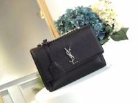 Yves Saint Laurent Leather Cross body Shoulder Bag Y8005 Black