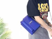 Yves Saint Laurent Leather Cross body Shoulder Bag Y8005 Blue