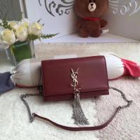 Yves Saint Laurent Leather Cross body Shoulder Bag Y8011 Wine