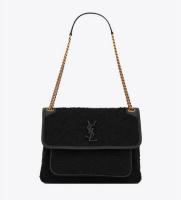 Yves Saint Laurent NIKI MEDIUM IN BOUCLE TWEED AND SMOOTH LEATHER 469013 black