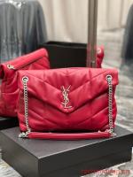 Yves Saint Laurent PUFFER SMALL CHAIN BAG IN QUILTED LAMBSKIN Y577475 red