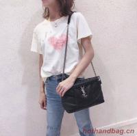 Yves Saint Laurent LOULOU PUFFER SMALL BAG IN QUILTED CRINKLED MATTE LEATHER Y577476 Black