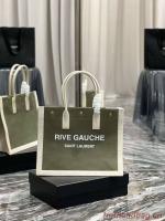 Yves Saint Laurent TWEED AND LAMBSKIN shopping bag Y677943 green&white