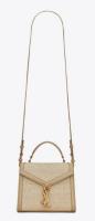 SAINT LAURENT CASSANDRA MINI TOP HANDLE BAG IN CANVAS AND BOX SAINT LAURENT LEATHER 623930 BEIGE ET SEA SALT SAINT LAURENT CASSANDRA MINI TOP HANDLE BAG IN CANVAS AND BOX SAINT LAURENT LEATHER 623930 BEIGE ET SEA SALT