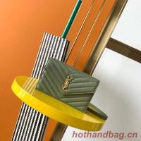 SAINT LAURENT CASSANDRE MATELASSE ENVELOPE CHAIN WALLET IN GRAIN DE POUDRE EMBOSSED LEATHER 393953 GREEN SAINT LAURENT CASSANDRE MATELASSE ENVELOPE CHAIN WALLET IN GRAIN DE POUDRE EMBOSSED LEATHER 393953 GREEN