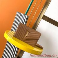 SAINT LAURENT CASSANDRE MATELASSE ENVELOPE CHAIN WALLET IN GRAIN DE POUDRE EMBOSSED LEATHER 393953 Golden Brown SAINT LAURENT CASSANDRE MATELASSE ENVELOPE CHAIN WALLET IN GRAIN DE POUDRE EMBOSSED LEATHER 393953 Golden Brown