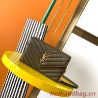 SAINT LAURENT CASSANDRE MATELASSE ENVELOPE CHAIN WALLET IN GRAIN DE POUDRE EMBOSSED LEATHER 393953 khaki SAINT LAURENT CASSANDRE MATELASSE ENVELOPE CHAIN WALLET IN GRAIN DE POUDRE EMBOSSED LEATHER 393953 khaki