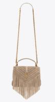 SAINT LAURENT COLLEGE MEDIUM CHAIN BAG IN LIGHT SUEDE WITH FRINGES 5317050 DUSTY GREY SAINT LAURENT COLLEGE MEDIUM CHAIN BAG IN LIGHT SUEDE WITH FRINGES 5317050 DUSTY GREY