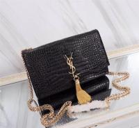 SAINT LAURENT Kate monogram medium crocodile embossed leather shoulder bag A9288 black SAINT LAURENT Kate monogram medium crocodile embossed leather shoulder bag A9288 black