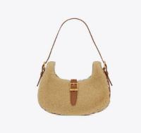 Yves Saint Laurent LE FERMOIR HOBO BAG IN MERINO SHEARLING 6726152 NATURAL BEIGE & BRICK Yves Saint Laurent LE FERMOIR HOBO BAG IN MERINO SHEARLING 6726152 NATURAL BEIGE & BRICK