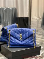 Yves Saint Laurent LOULOU PUFFER MEDIUM BAG IN QUILTED CRINKLED MATTE LEATHER Y577475 Electro optic blue Yves Saint Laurent LOULOU PUFFER MEDIUM BAG IN QUILTED CRINKLED MATTE LEATHER Y577475 Electro optic blue
