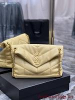 Yves Saint Laurent LOULOU PUFFER MEDIUM BAG IN QUILTED CRINKLED MATTE LEATHER Y577475 yellow Yves Saint Laurent LOULOU PUFFER MEDIUM BAG IN QUILTED CRINKLED MATTE LEATHER Y577475 yellow