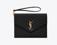 Yves Saint Laurent MONOGRAM CLUTCH IN QUILTED GRAIN DE POUDRE EMBOSSED LEATHER 617662 black Yves Saint Laurent MONOGRAM CLUTCH IN QUILTED GRAIN DE POUDRE EMBOSSED LEATHER 617662 black
