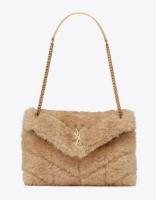 Yves Saint Laurent PUFFER BAG IN MERINO SHEARLING AND LAMBSKIN 179540 NATURAL BEIGE Yves Saint Laurent PUFFER BAG IN MERINO SHEARLING AND LAMBSKIN 179540 NATURAL BEIGE