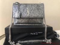 Yves Saint Laurent SUNSET SMALL CHAIN BAG IN SHINY SCALE EMBOSSED LEATHER Y544296 silver Yves Saint Laurent SUNSET SMALL CHAIN BAG IN SHINY SCALE EMBOSSED LEATHER Y544296 silver
