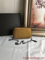 BOTTEGA VENETA Knot snakeskin trimmed satin clutch 62548 Bronze