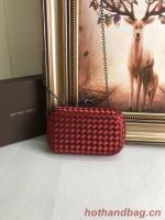 BOTTEGA VENETA Knot snakeskin trimmed satin clutch 62548 Burgundy