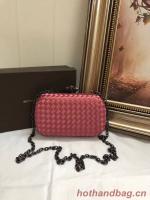 BOTTEGA VENETA Knot snakeskin trimmed satin clutch 62548 Watermelon Red