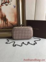 BOTTEGA VENETA Knot snakeskin trimmed satin clutch 62548 apricot