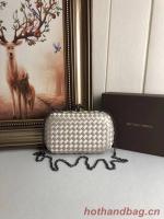 BOTTEGA VENETA Knot snakeskin trimmed satin clutch 62548 beige