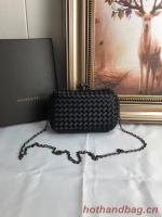 BOTTEGA VENETA Knot snakeskin trimmed satin clutch 62548 black