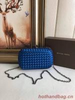 BOTTEGA VENETA Knot snakeskin trimmed satin clutch 62548 blue