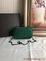 BOTTEGA VENETA Knot snakeskin trimmed satin clutch 62548 green