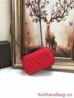 BOTTEGA VENETA Knot snakeskin trimmed satin clutch 62548 red