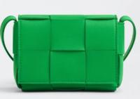 Bottega Veneta CASSETTE Mini intreccio leather cross body bag 666688 Parakeet