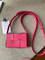 Bottega Veneta CASSETTE Mini intreccio leather cross body bag 666688 rose