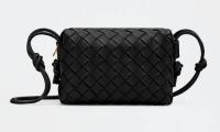 Bottega Veneta Mini intrecciato leather cross body bag 680254 black
