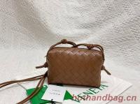 Bottega Veneta Mini intrecciato leather cross body bag 680254 brown