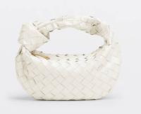 Bottega Veneta Mini intrecciato patent leather top handle bag JODIE 651876V WHITE