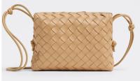 Bottega Veneta Small intrecciato leather cross body bag 680255 Almond