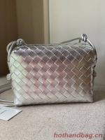 Bottega Veneta Small intrecciato leather cross body bag 680255 silver
