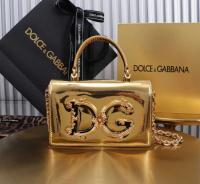 Dolce & Gabbana Patent leather Shoulder Bag G6504 gold