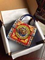 Dolce & Gabbana SICILY Chrysanthemum Calfskin Tote Bags 5588 2 blue
