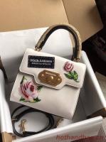Dolce & Gabbana SICILY Chrysanthemum Calfskin Tote Bags 5588 2 white
