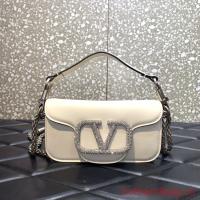 VALENTINO GARAVANI MINI LOCO Calf leather Shoulder Bag 1W2B0K white
