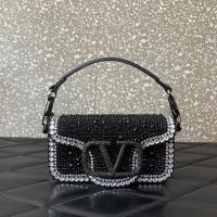 VALENTINO Super Mini Loco imitation crystal chain bag 5013 black