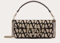 VALENTINO V logo LOCO sheepskin and fabric handbag 0L96 black