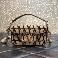 VALENTINO V logo MINI LOCO sheepskin and fabric handbag QJ4A black
