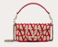 VALENTINO V logo MINI LOCO sheepskin and fabric handbag QJ4A red