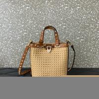 VALENTINO VLOGO SIGNATURE RAFFIA Shoulder Bag 0314 brown