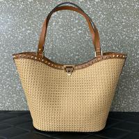 VALENTINO VLOGO SIGNATURE RAFFIA Shoulder Bag 0660 brown