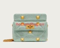 VALENTINO GARAVANI small Roman Stud soft sheep leather chain shoulder bag 2288 light blue VALENTINO GARAVANI small Roman Stud soft sheep leather chain shoulder bag 2288 light blue