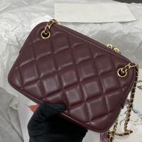 Chanel MINI CAMERA CASE Shiny Lambskin & Gold-Tone Metal Burgundy