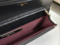 Chanel Lambskin Quilted Wallet On Chain WOC Navy Blue