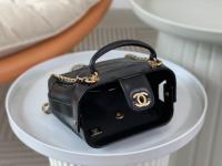 Chanel Shiny Lambskin Quilted Small Doctor Bag Black